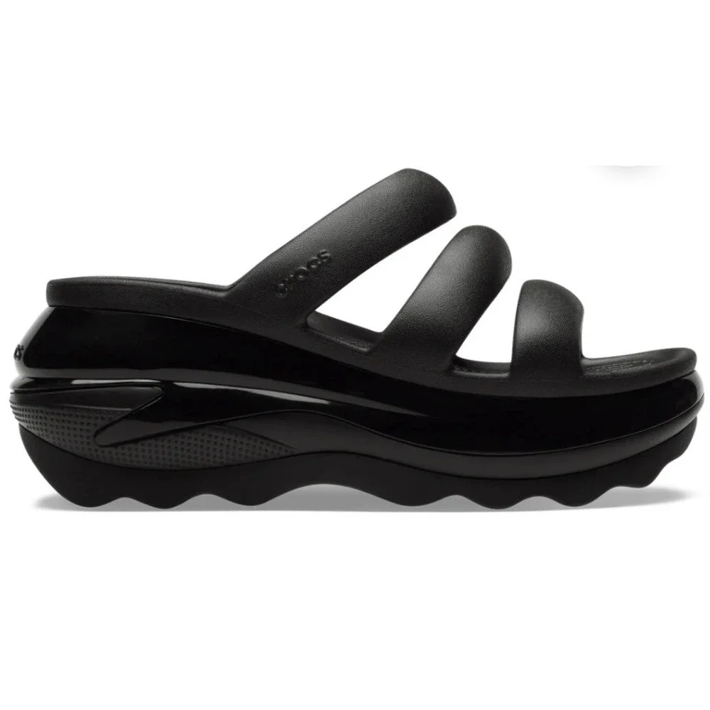 Crocs Unisex Classic Mega Crush Triple Strap Sandal W7 M5 Black Platform Slide